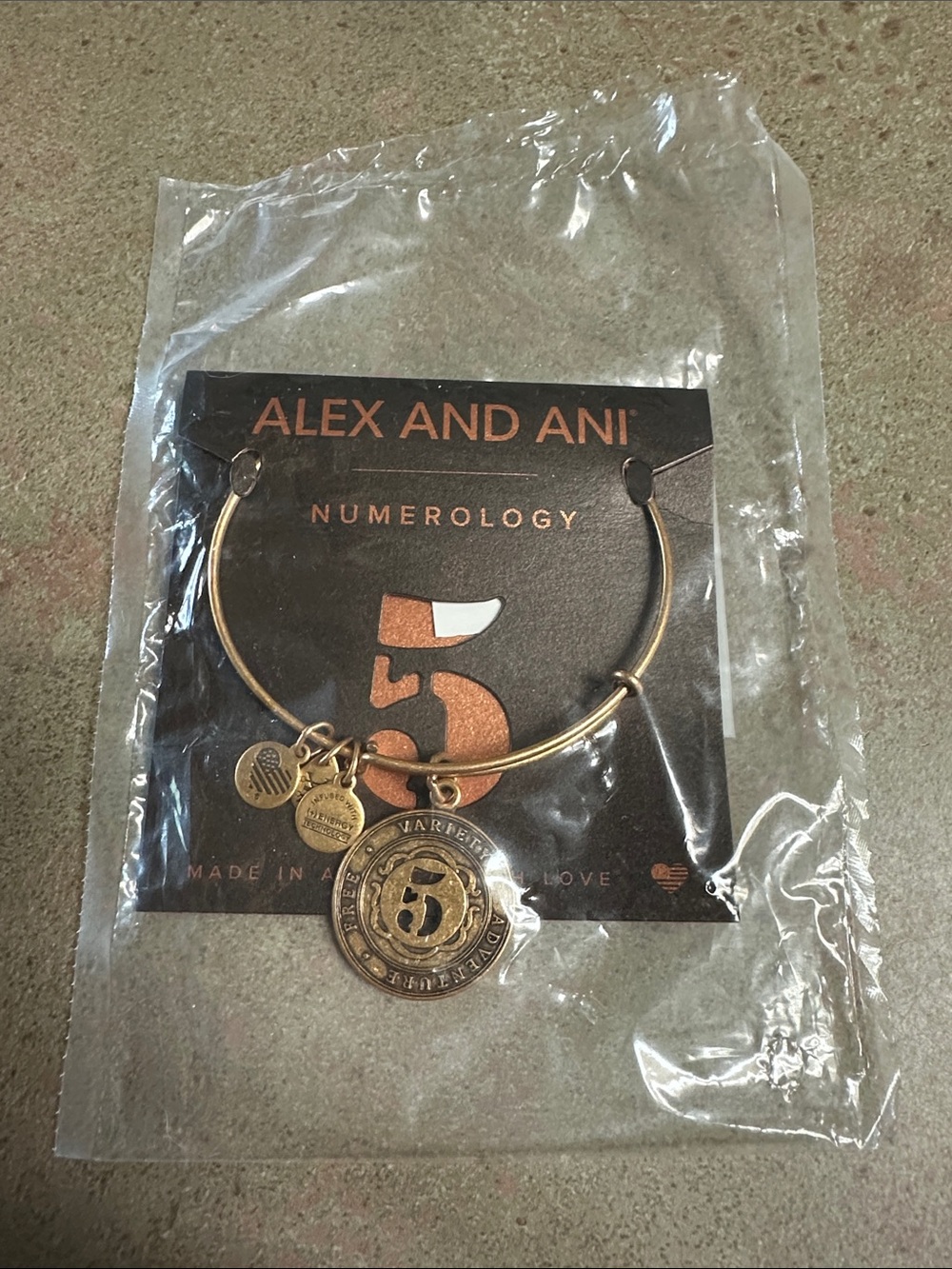 Alex and Ani Rafaelian Gold Numerology 5 Charm Bracelet